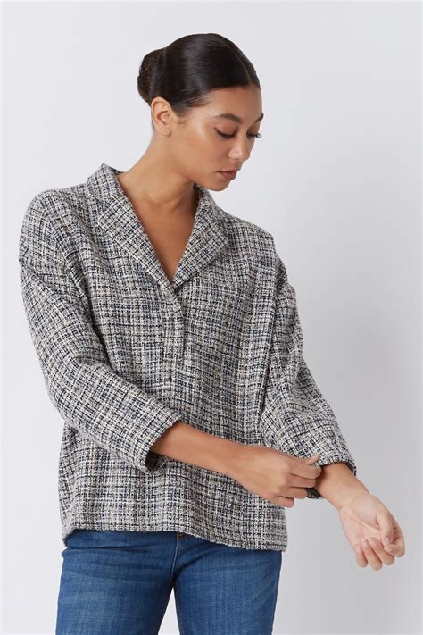 Elaine Notch Collar Pullover in Spanish Multi Tweed – KAL RIEMAN