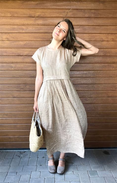 Linen Maxi Dress Long Linen Dress Plus Size Maxi Dress With | Etsy