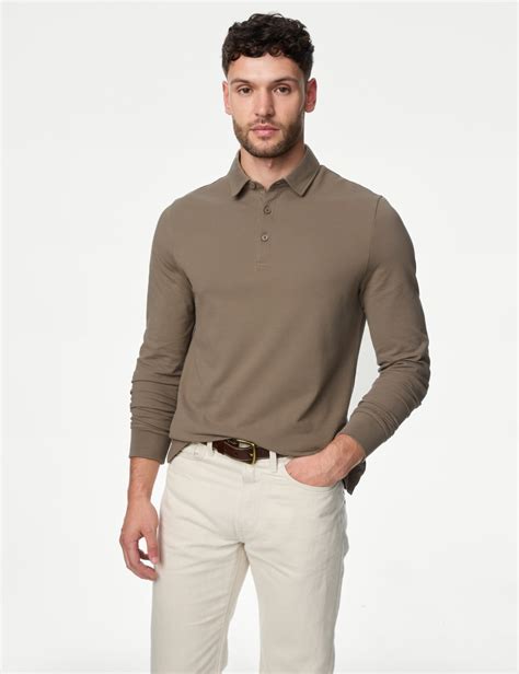 Long-Sleeved Men’s Polo Shirts at M&S