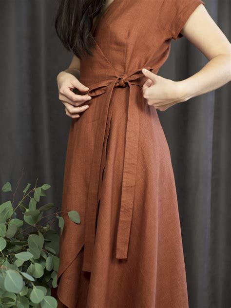 Linen Wrap Dresses for Women, Wrap Dress Midi, Summer Wrap Dress, Linen ...