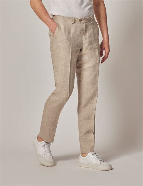 Men's Natural Herringbone Tailored Linen Pants – 1913 Collection
