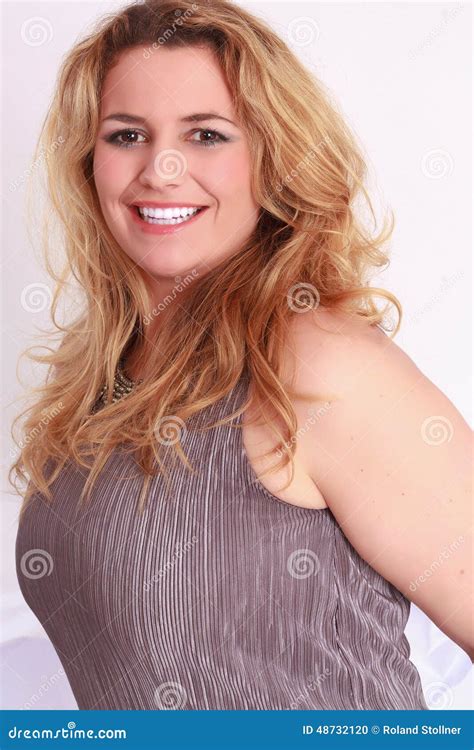 Portrait of a Blond Curly Woman with Big Boobs Stock Photo - Image of ...