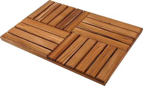 Amazon.com: Utoplike Teak Wood Bath Mat, Wooden Shower Mat for Bathroom ...
