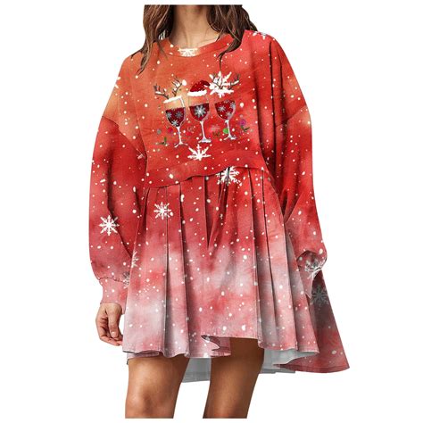 Buigttklop Christmas Dress for Women 2024,Women Christmas Mini Dress ...