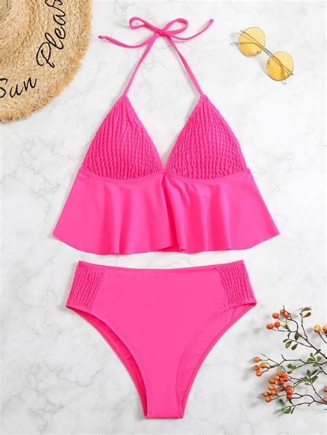 Knot Ruched Push Up Halter Bikini Swimsuit – Artofit