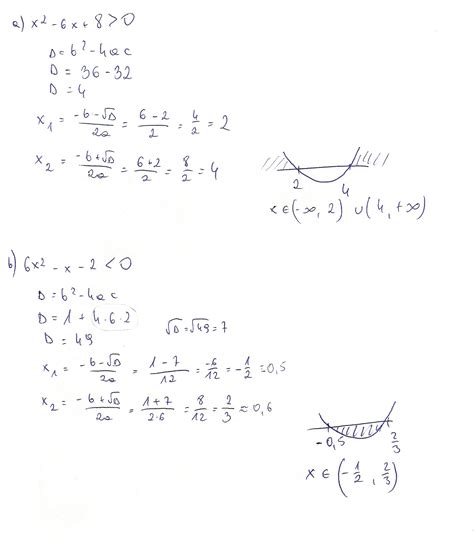 zad11 Rozwiąż nierówności kwadratowe a) x^2-6x+8>0 b)6x^2-x-2