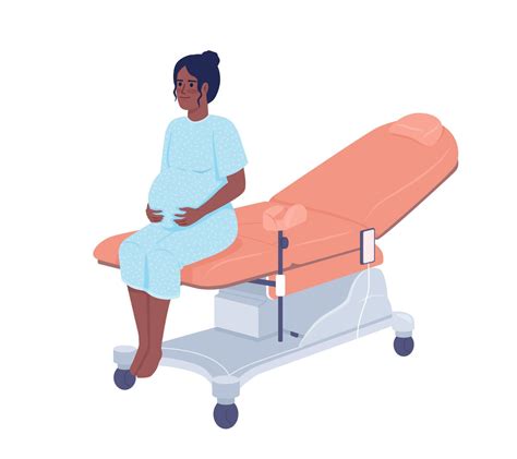 Happy pregnant lady in gynecologist office semi flat color vector ...