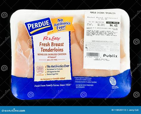 Package of Perdue Fit & Easy Fresh Breast Tenderloins Chicken Editorial ...