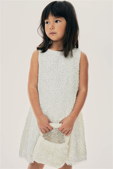 Sequined A-Line Dress - White - Kids | H&M US