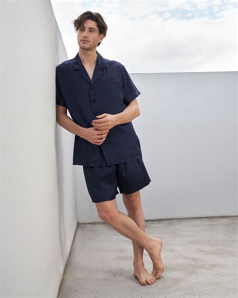Mens silk pajamas short set deals
