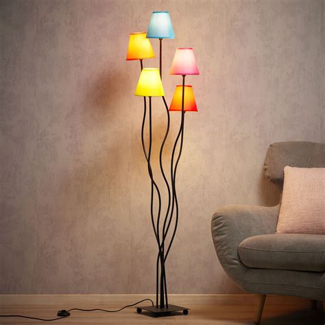 Colori fabric floor lamp 5-bulb colourful | Lights.ie