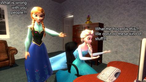 Elsa and Anna's Reaction to Frozen Rule 34 SFM art by ErichGrooms3 on ...