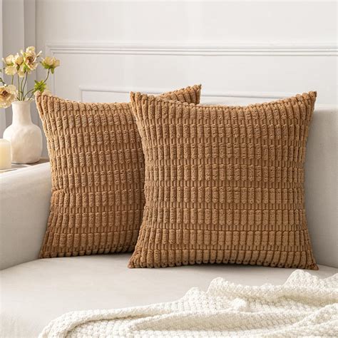 Amazon.com: MIULEE Pack of 2 Corduroy Decorative Throw Pillow Covers ...