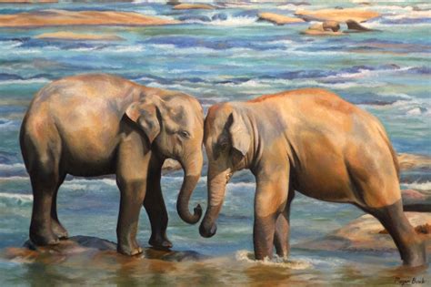 Hand Made Elephant Original Oil Painting by Megan Burak Art ...