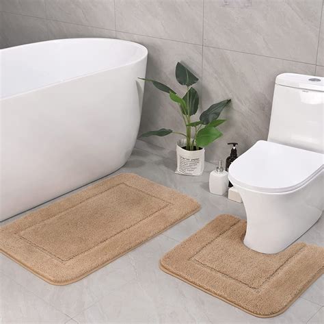 Homore Bathroom Rugs Sets, Luxury Bath Mat Set Anti-Slip Bath Rug and U ...