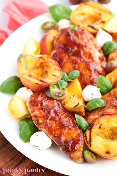 Glazed grilled chicken and peaches - Pook's Pantry Recipe Blog