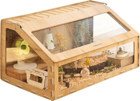 MEWOOFUN Wooden Hamster Cage with Oblique Opening Cage Door, Hamster ...