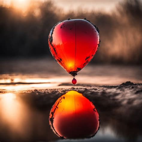 Sunset Serenity: Red Balloon Reflection | Deep Dream Generator