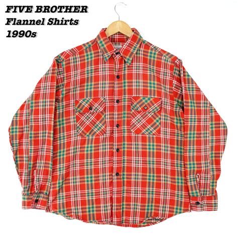 Yahoo!オークション - FIVE BROTHER Flannel Shirts L SHIRT23175 1990...
