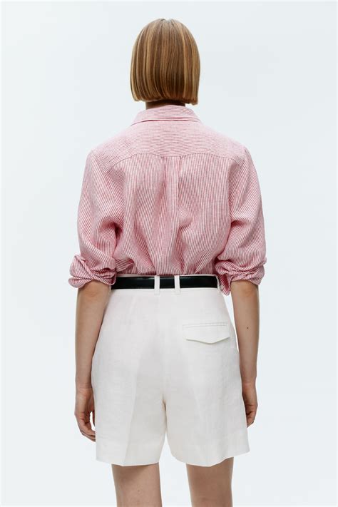 High Waist Linen Shorts - High waist - Short - White - Ladies | H&M GB