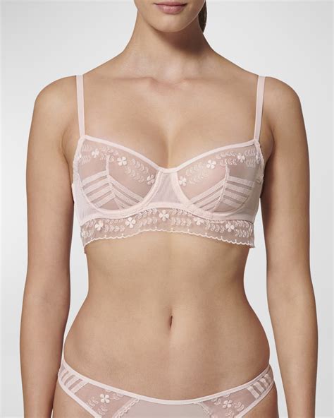 Simone Perele Marthe Floral-Embroidered Mesh Demi Bra | Neiman Marcus