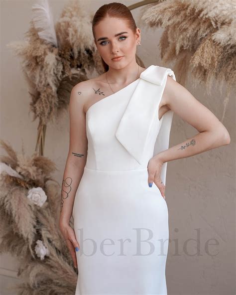 One Shoulder Wedding Dress Bow Shoulder Dress Mermaid - Etsy UK