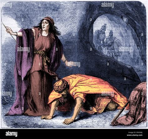 The raising of Samuel by the witch of Endor. Bible, Samuel XXVIII, 12 ...