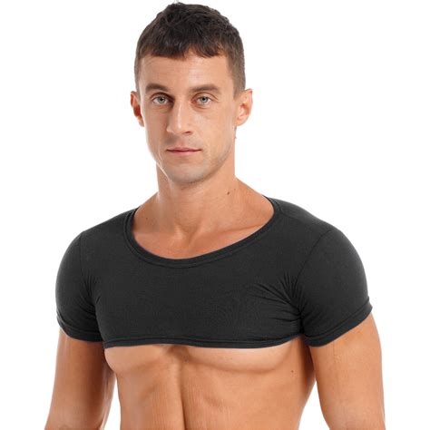 Mens Deep V-Neck Shirts Low Cut Stretch Basic Cotton Top Athletic ...
