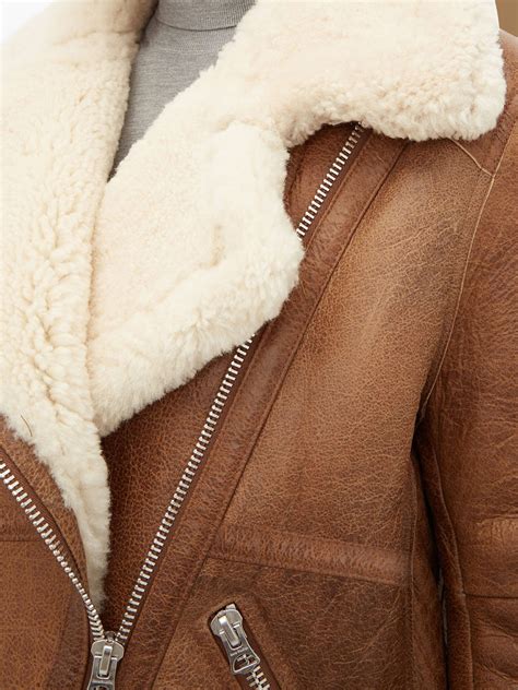 Women Light Brown Shearling Jacket - Maker of Jacket