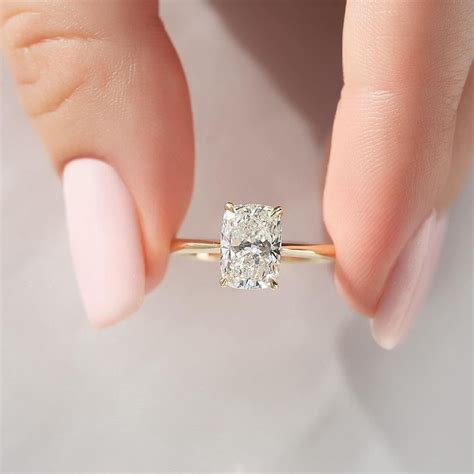 Classic 2 CT Elongated Cushion Cut Moissanite Solitaire 14k Solid ...