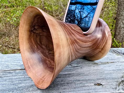 Handmade Black Walnut Phone Speaker Stand: Acoustic Amplifier - Etsy | Wood turning, Phone ...