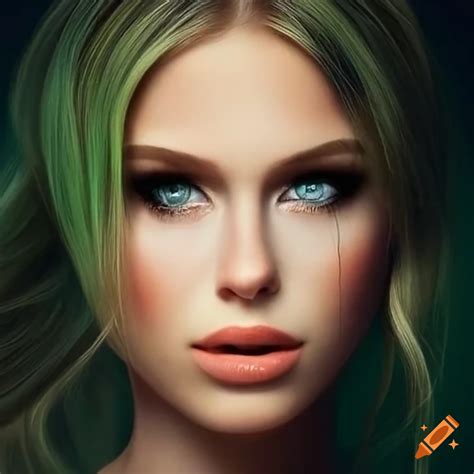 Close-up of beautiful light green eyes