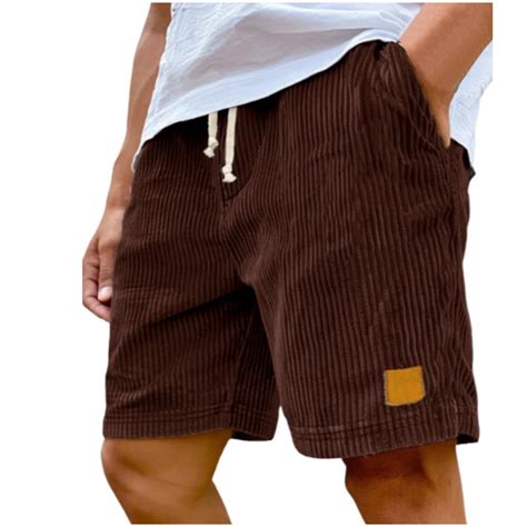 Corduroy Shorts Men Vintage Lace-Up Casual Summer Beach Lightweight ...