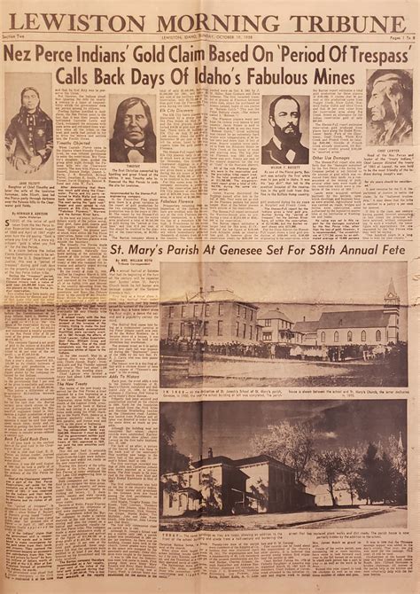 Lewiston Morning Tribune. Section 2. Sunday, October 19, 1958. Morning ...