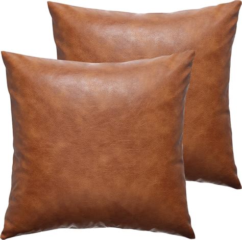Amazon.com: GEGELICA Faux Leather Throw Pillow Covers 18X18 Inch Set of ...