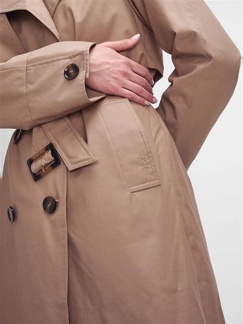 Barbour Gwyn Showerproof Trench Coat, Honey/Muted Cabernet