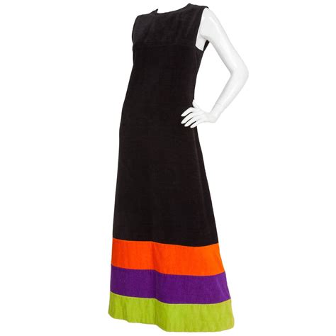 1970s Pierre Cardin Terry Cloth Maxi Dress w/Multicolored Stripes at ...