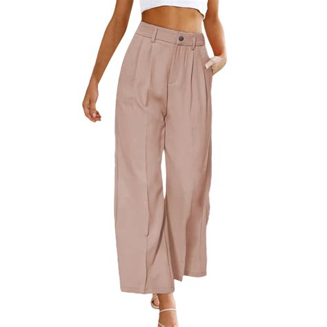 Wozhidaoke Wide Leg Pants Womens Casual High Waisted Work Straight Leg ...