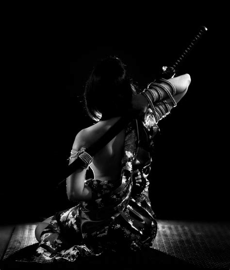 Shibari Kinbaku Tied up Woman in Silk Robe and Sword, Fine Art Print ...