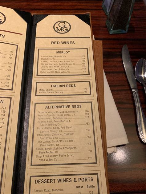 Menu at Gregory's Mesquite Grill steakhouse, Mesquite