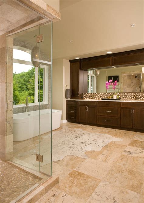 Travertine Tile Bathroom Floor Satori Ivory 18 In X 18 In Honed And