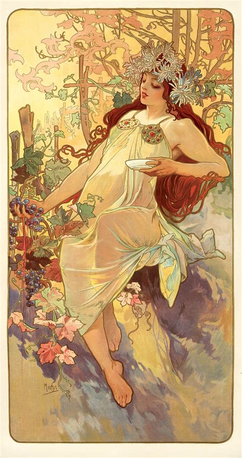 Nymph in autumn Fleurs Art Nouveau, Art Nouveau Mucha, Art Nouveau ...
