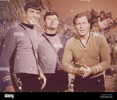 STAR TREK, from left: Leonard Nimoy, DeForest Kelley, William Shatner ...