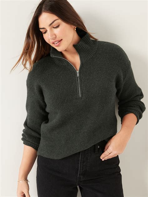 Rib-Knit Quarter-Zip Sweater for Women | Old Navy