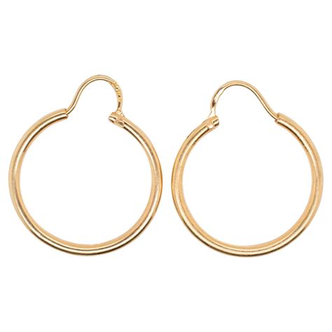 14K Yellow Gold Small Hoop Earrings at 1stDibs