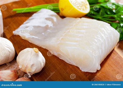 Rose Eel Fillet on Cutting Board with Lemon and Parsley. Stock Photo ...