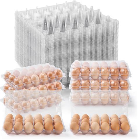 Amazon.com: APOCHON 40PCS Plastic Egg Cartons 18 Count,Clear Egg ...