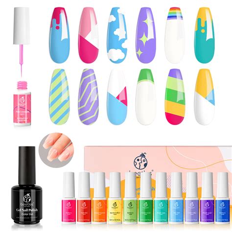 Buy Beetles Nude Gel Nail Polish 15ml Neutral Color with 12 Rainbow Colorful Pastel Gel Art ...