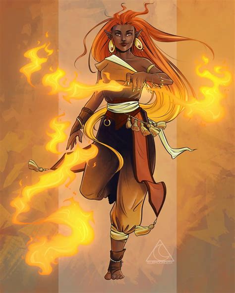 [Art] [OC] Fire Genasi Monk by self : r/DnD
