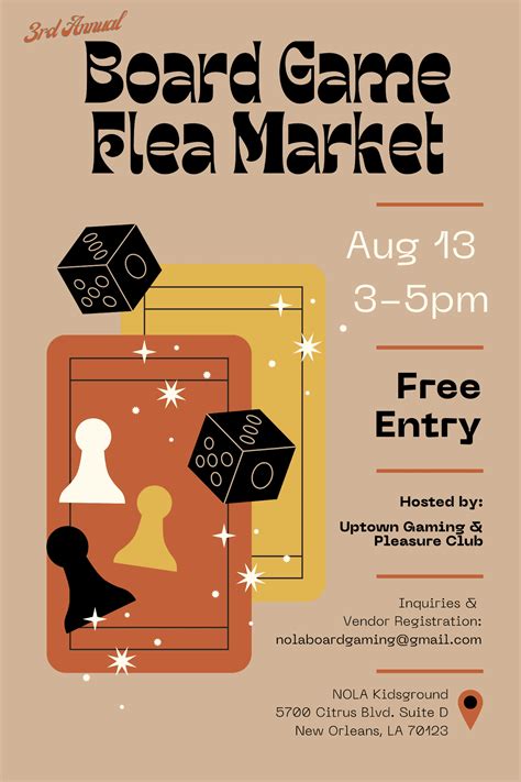 New Orleans Board Game Flea Market, Sunday 08/13 3-5pm